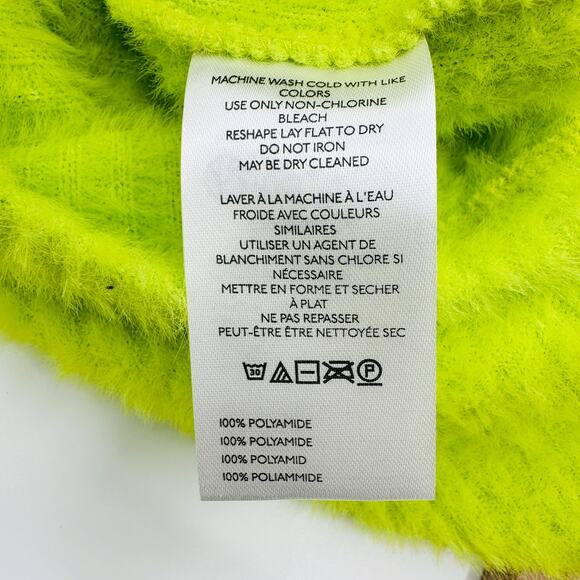 by‎ Anthropologie Mock Neck Fuzzy Sweater in Brat Green Neon Lime Size XS - Picture 9 of 11